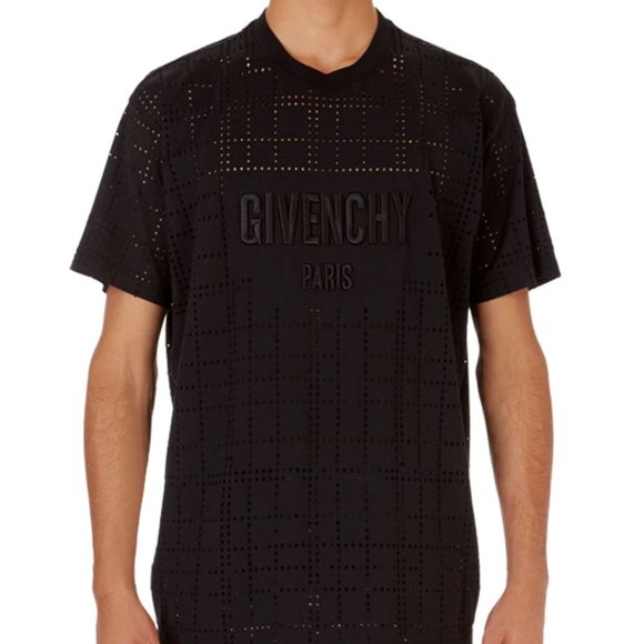 GIVENCHY Black Perforated Logo Oversized Unisex T-Shirt